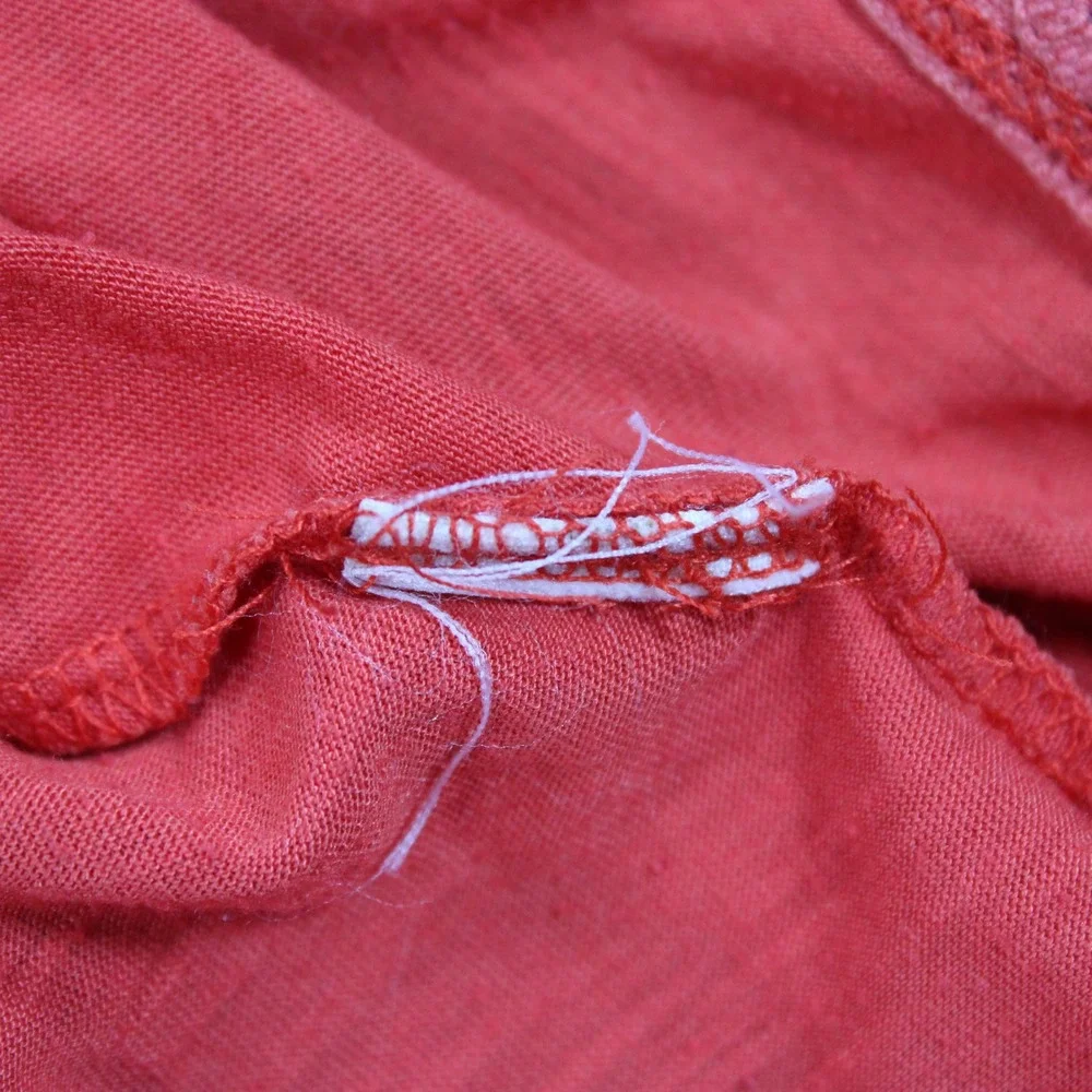 Free People Red Sleeveless Crochet Lace Collar Tie Boho Tank Top XS